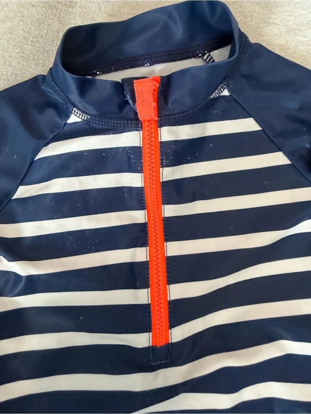 Carter's Navy and White Striped & Shark Print Swim Rompers Set